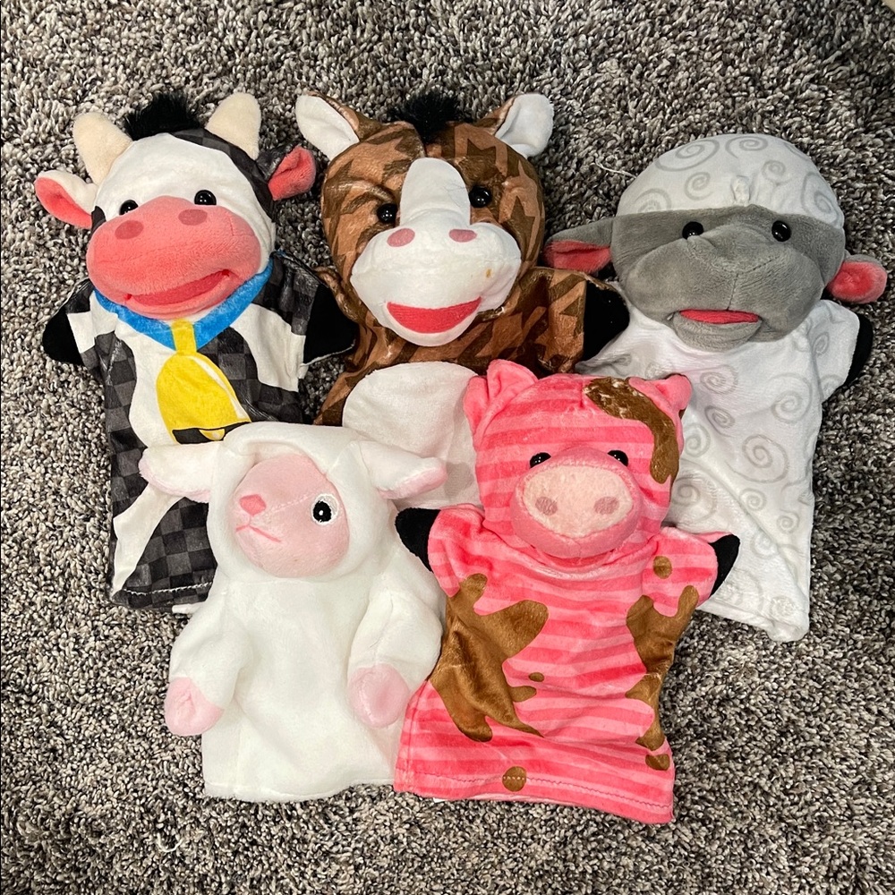 Farm Animal Hand Puppets Set
